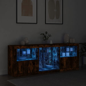 Credenza con Luci LED Rovere Fumo 181,5x37x67 cm 3209041