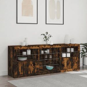 Credenza con Luci LED Rovere Fumo 181,5x37x67 cm 3209041