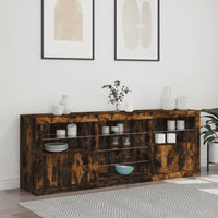 Credenza con Luci LED Rovere Fumo 181,5x37x67 cm 3209041