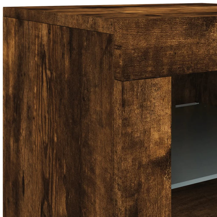 Credenza con Luci LED Rovere Fumo 181,5x37x67 cm 3209041