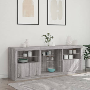 Credenza con Luci LED Grigio Sonoma 181,5x37x67 cm 3209042