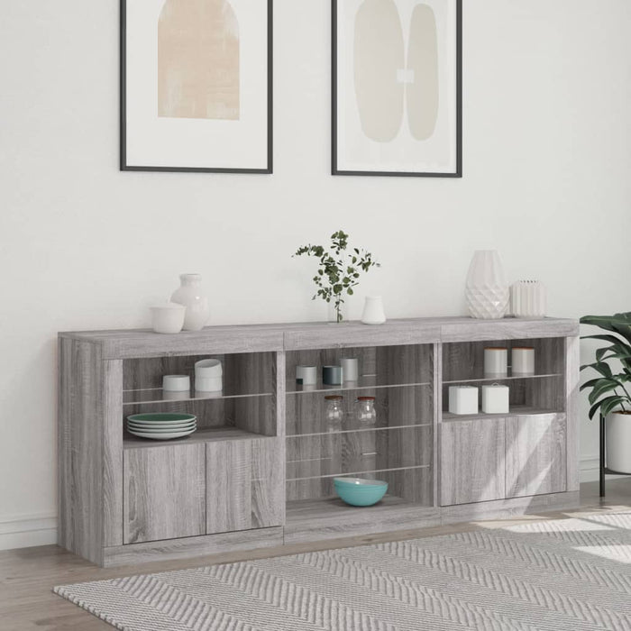 Credenza con Luci LED Grigio Sonoma 181,5x37x67 cm 3209042
