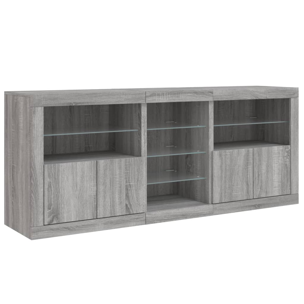 Credenza con Luci LED Grigio Sonoma 181,5x37x67 cm 3209042