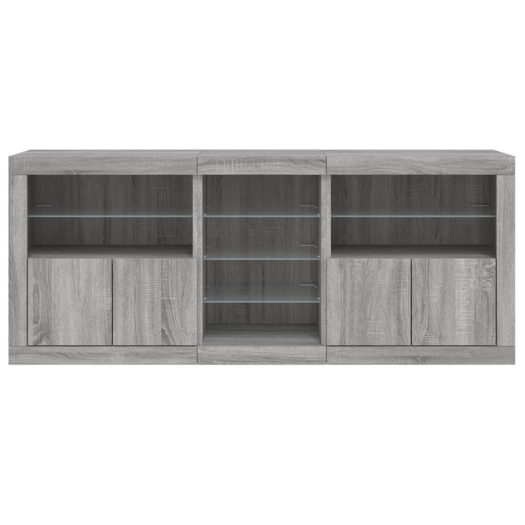 Credenza con Luci LED Grigio Sonoma 181,5x37x67 cm 3209042