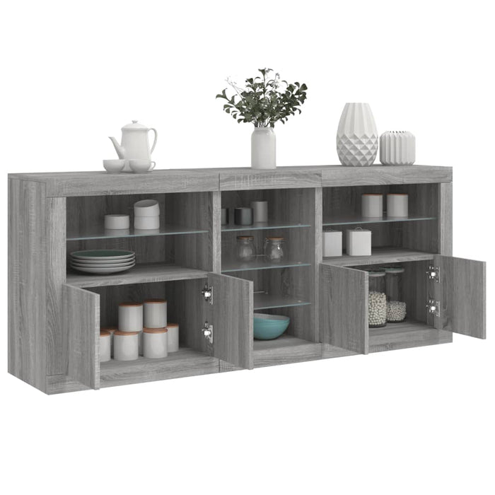 Credenza con Luci LED Grigio Sonoma 181,5x37x67 cm 3209042