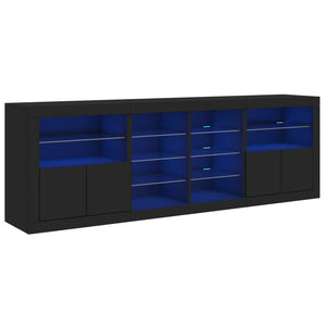 Credenza con Luci LED Nera 202x37x67 cmcod mxl 109988