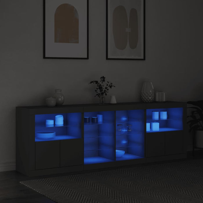 Credenza con Luci LED Nera 202x37x67 cmcod mxl 109988