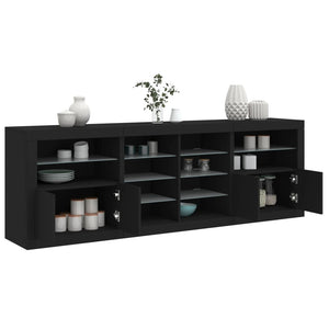 Credenza con Luci LED Nera 202x37x67 cmcod mxl 109988