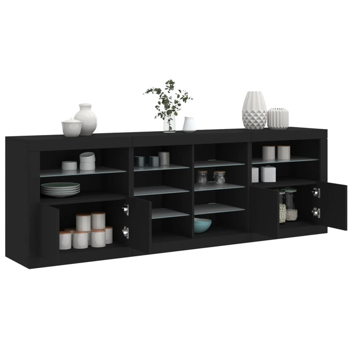 Credenza con Luci LED Nera 202x37x67 cmcod mxl 109988