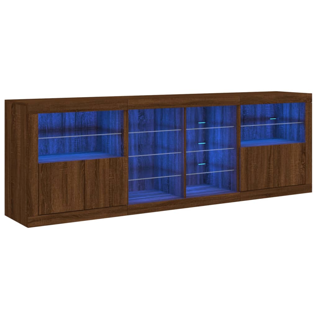 Credenza con Luci LED Rovere Marrone 202x37x67 cmcod mxl 86014