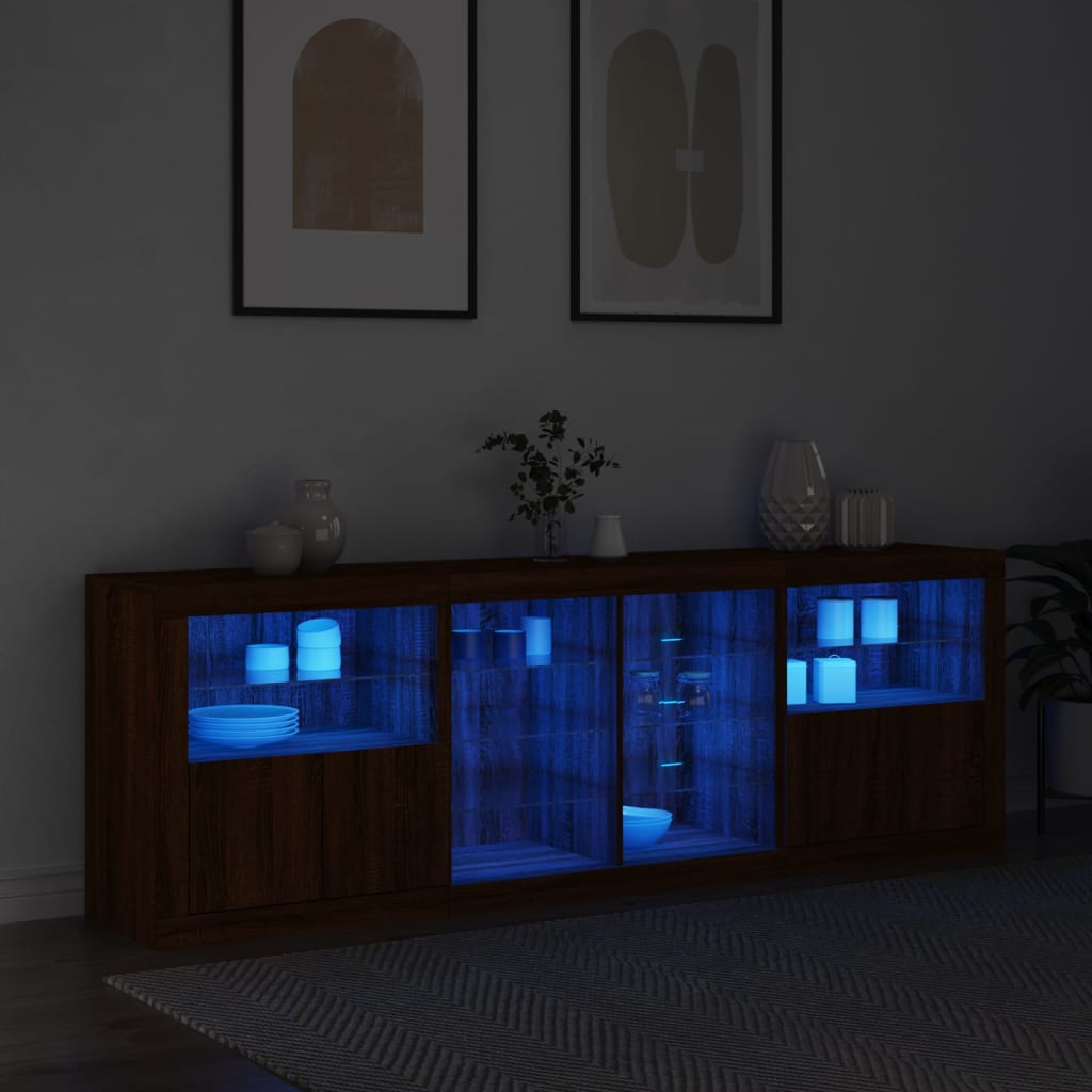 Credenza con Luci LED Rovere Marrone 202x37x67 cmcod mxl 86014