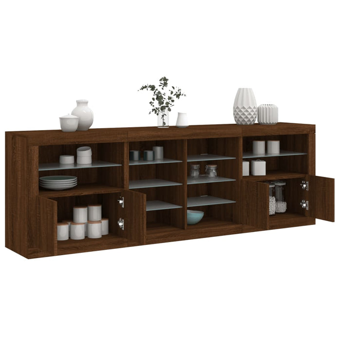 Credenza con Luci LED Rovere Marrone 202x37x67 cmcod mxl 86014