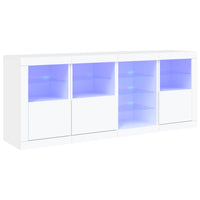 Credenza con Luci LED-Buffet-Armadio da cucina Bianca 164x37x67 cm