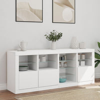 Credenza con Luci LED-Buffet-Armadio da cucina Bianca 164x37x67 cm