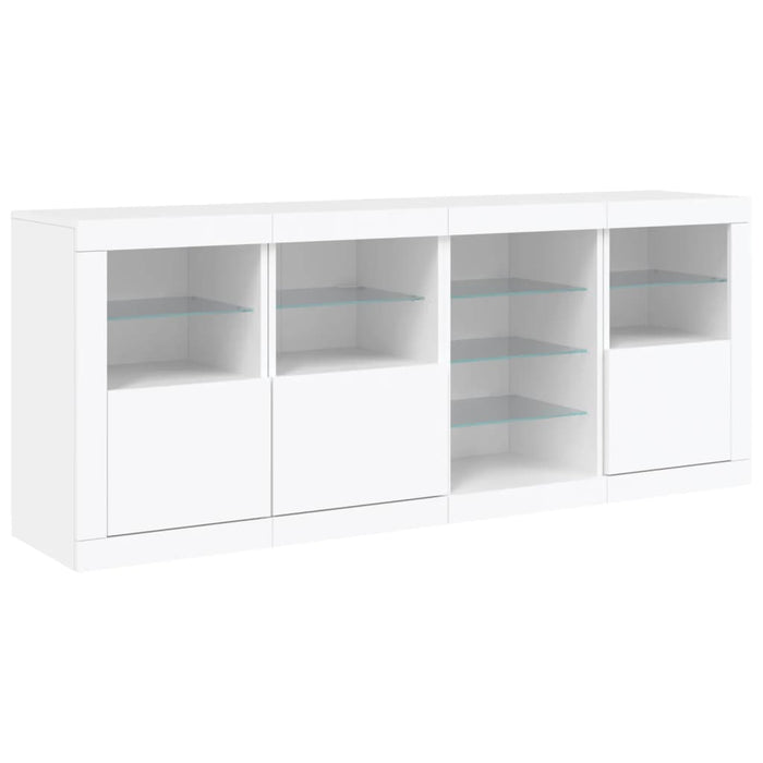 Credenza con Luci LED-Buffet-Armadio da cucina Bianca 164x37x67 cm