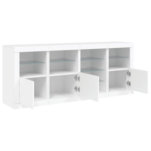 Credenza con Luci LED-Buffet-Armadio da cucina Bianca 164x37x67 cm