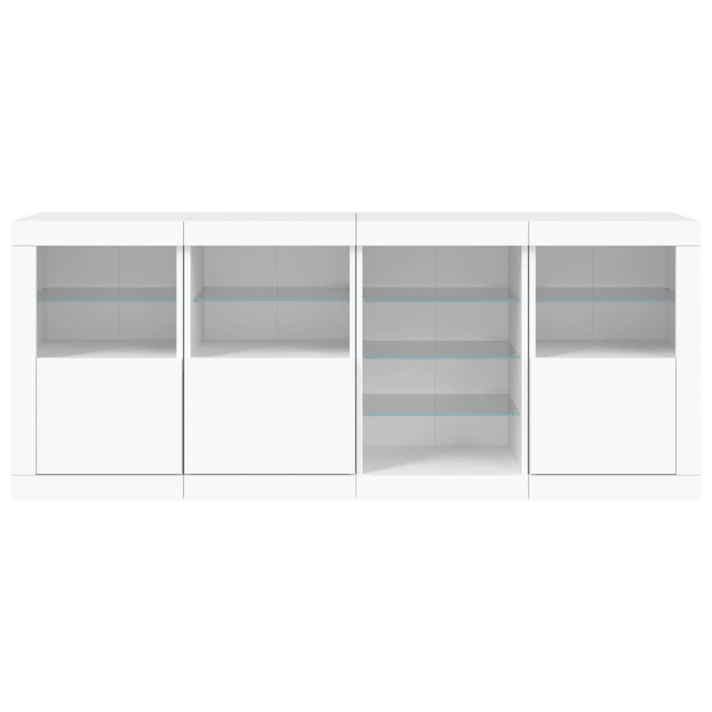 Credenza con Luci LED-Buffet-Armadio da cucina Bianca 164x37x67 cm