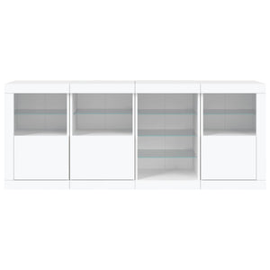 Credenza con Luci LED-Buffet-Armadio da cucina Bianca 164x37x67 cm