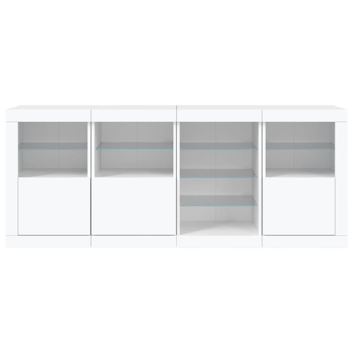Credenza con Luci LED-Buffet-Armadio da cucina Bianca 164x37x67 cm