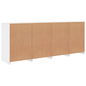 Credenza con Luci LED-Buffet-Armadio da cucina Bianca 164x37x67 cm