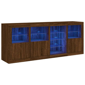 Credenza con Luci LED Rovere Marrone 164x37x67 cm 3209057