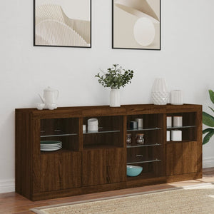 Credenza con Luci LED Rovere Marrone 164x37x67 cm 3209057