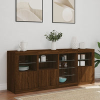 Credenza con Luci LED Rovere Marrone 164x37x67 cm 3209057