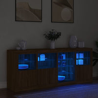 Credenza con Luci LED Rovere Marrone 164x37x67 cm 3209057