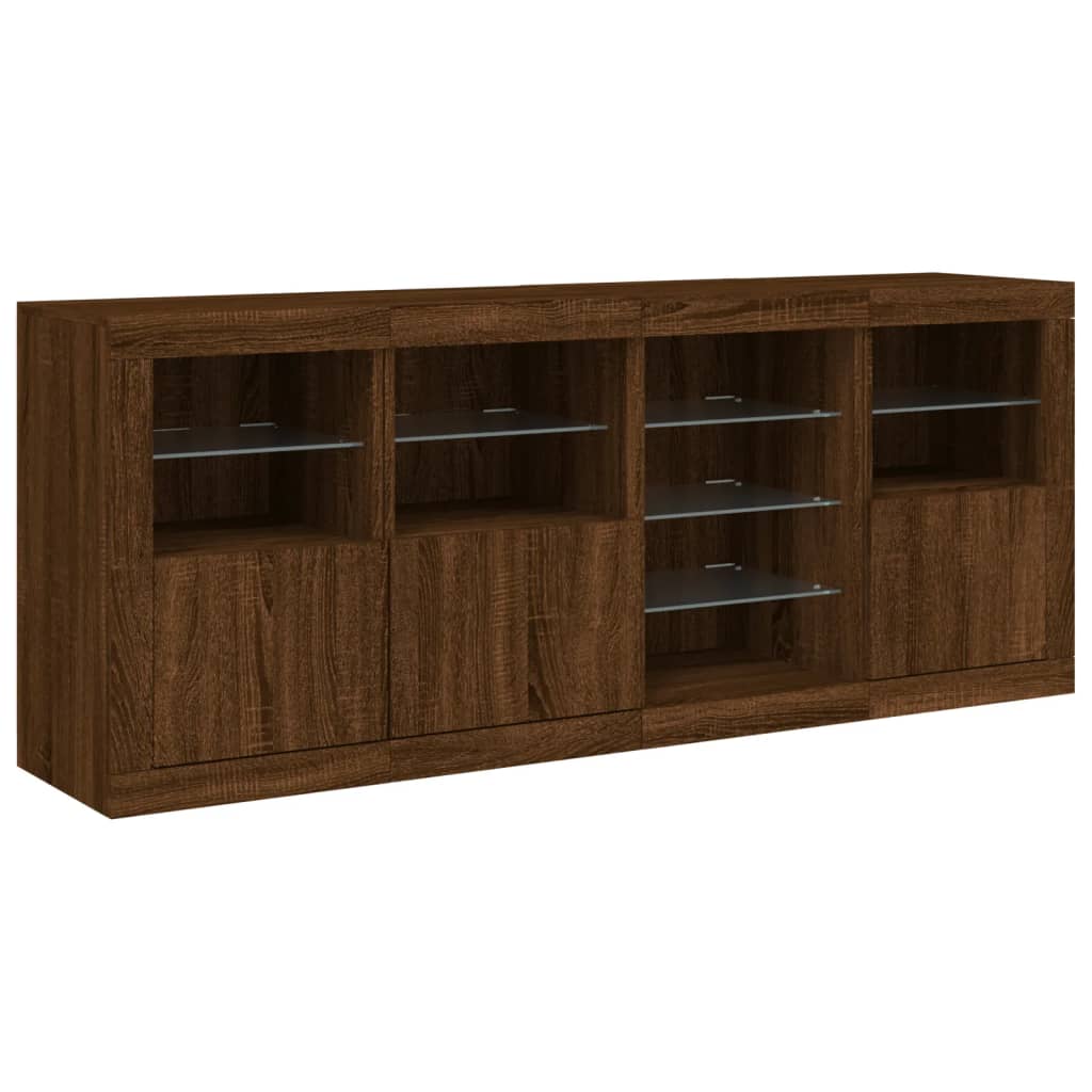 Credenza con Luci LED Rovere Marrone 164x37x67 cm 3209057