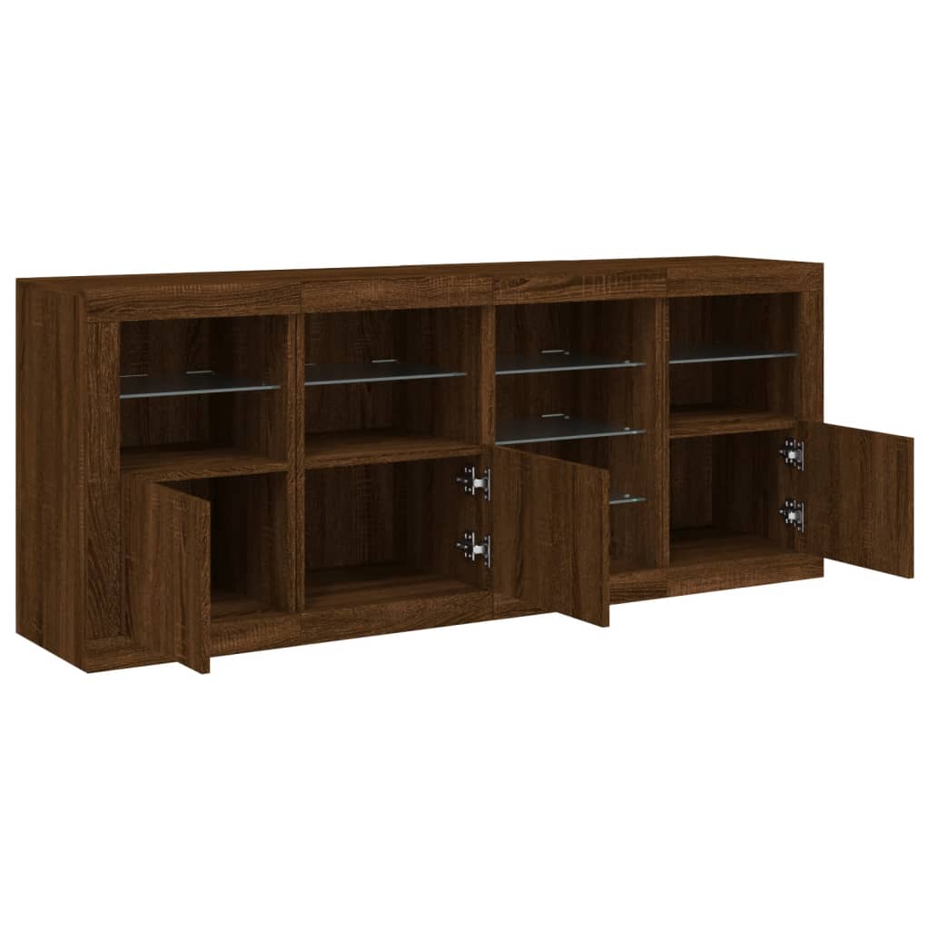 Credenza con Luci LED Rovere Marrone 164x37x67 cm 3209057