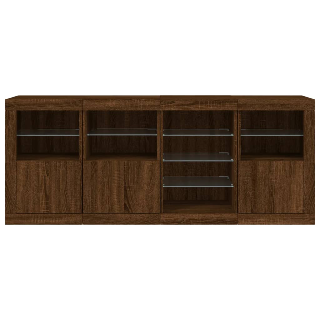 Credenza con Luci LED Rovere Marrone 164x37x67 cm 3209057