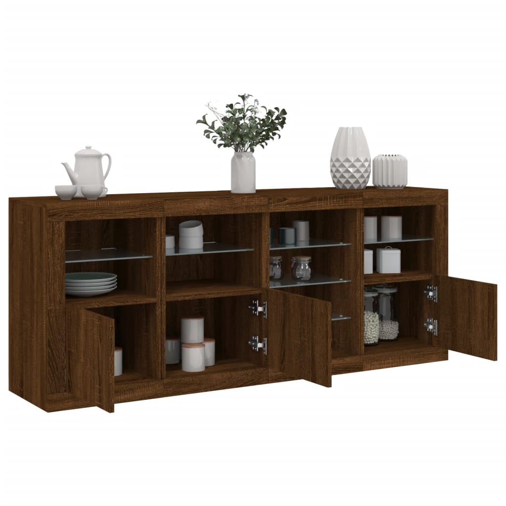 Credenza con Luci LED Rovere Marrone 164x37x67 cm 3209057