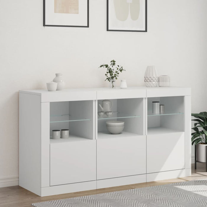 Credenza con Luci LED-Buffet-Armadio da cucina Bianca 123x37x67 cm 840032