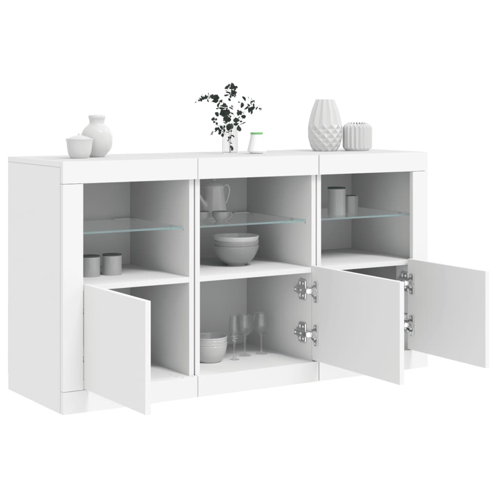 Credenza con Luci LED Bianca 123x37x67 cm 3209058