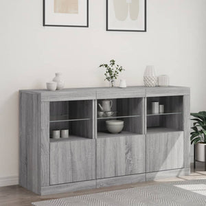 Credenza con Luci LED Grigio Sonoma 123x37x67 cm 3209063