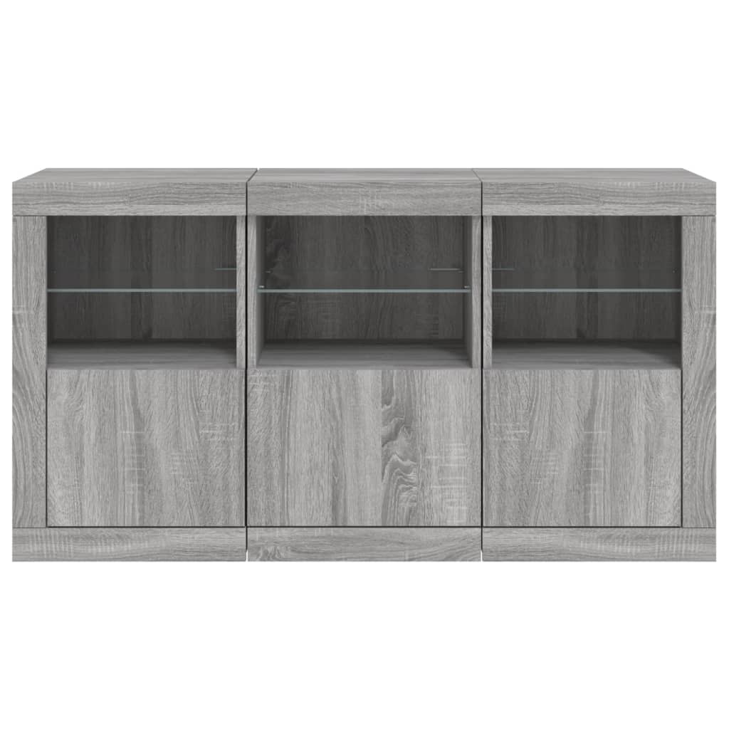 Credenza con Luci LED Grigio Sonoma 123x37x67 cm 3209063