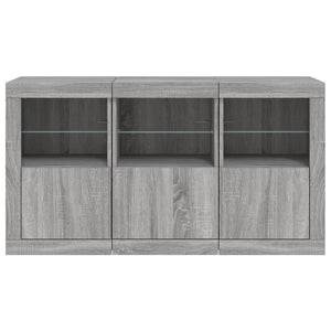 Credenza con Luci LED Grigio Sonoma 123x37x67 cm 3209063