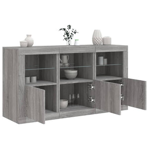Credenza con Luci LED Grigio Sonoma 123x37x67 cm 3209063