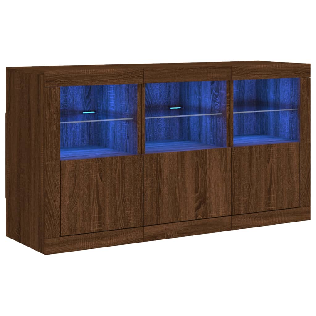 Credenza con Luci LED Rovere Marrone 123x37x67 cmcod mxl 109842