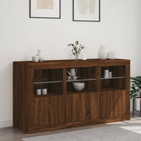 Credenza con Luci LED Rovere Marrone 123x37x67 cm 3209064