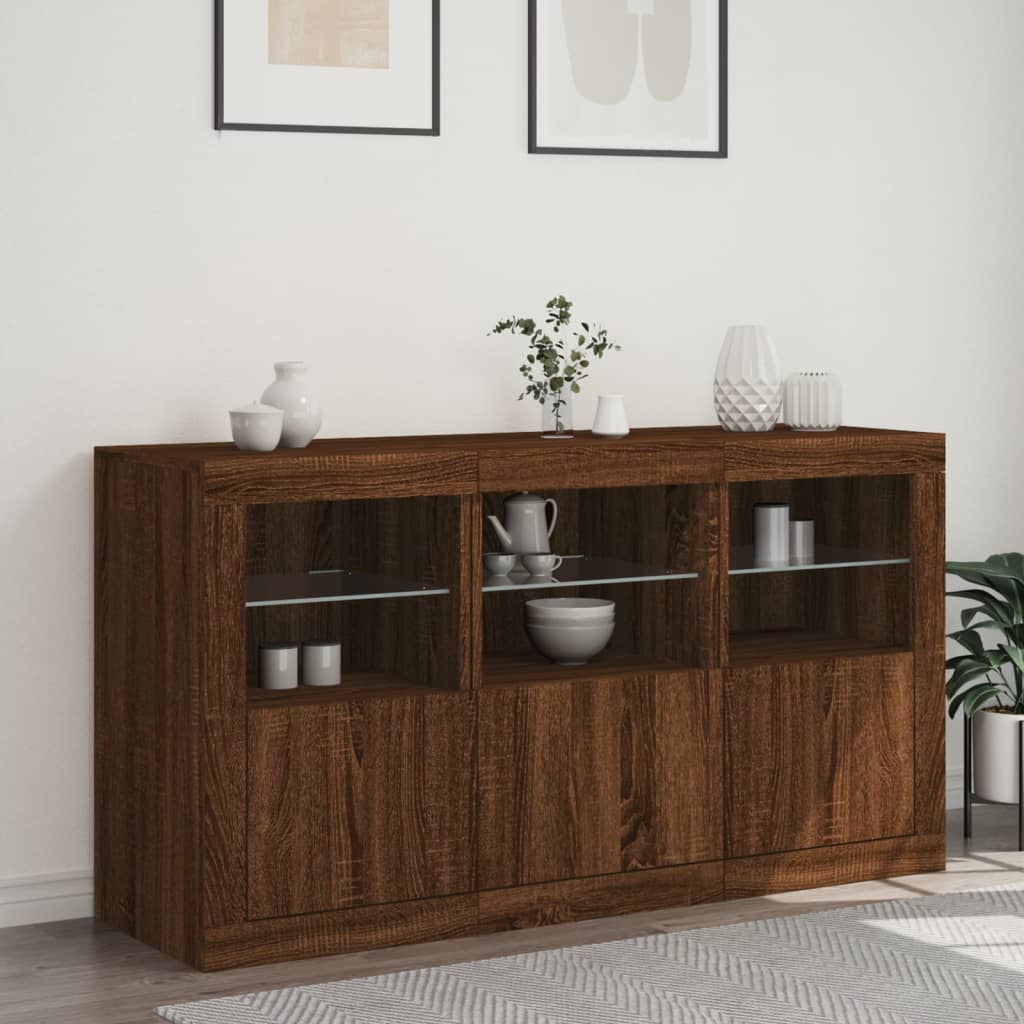 Credenza con Luci LED Rovere Marrone 123x37x67 cmcod mxl 109842