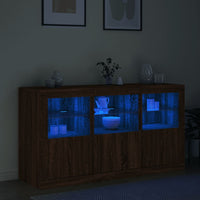 Credenza con Luci LED Rovere Marrone 123x37x67 cm 3209064
