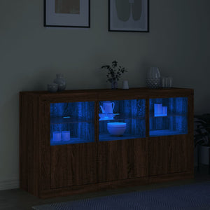 Credenza con Luci LED Rovere Marrone 123x37x67 cm 3209064