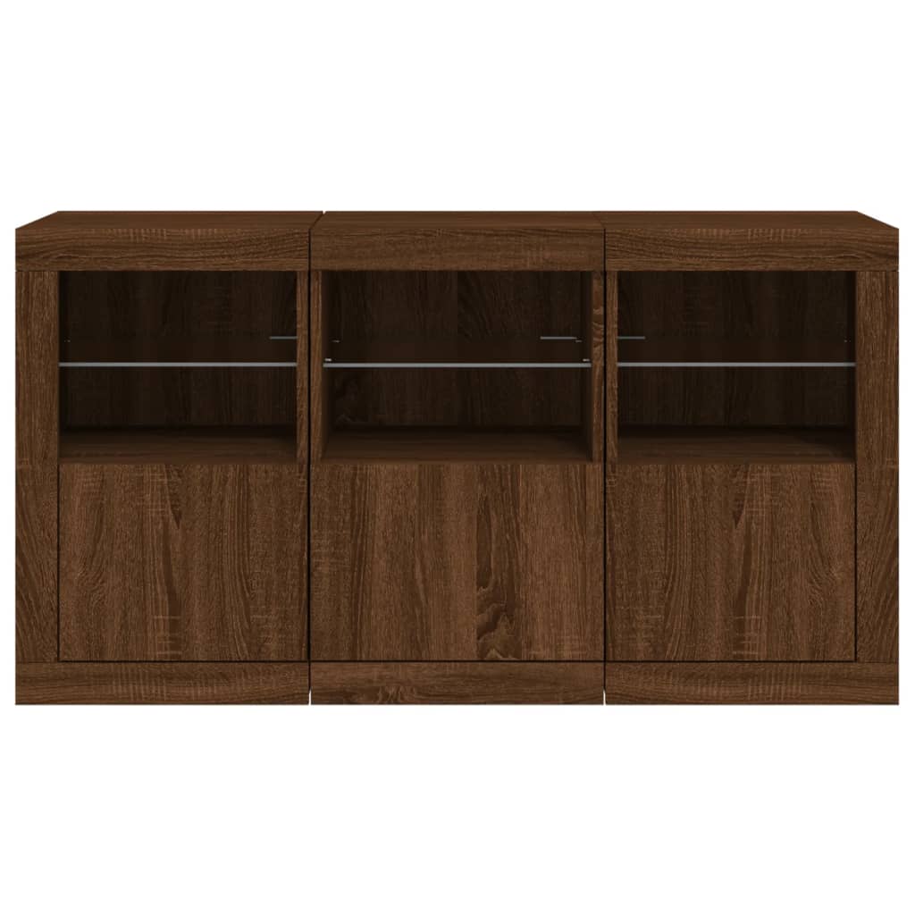 Credenza con Luci LED Rovere Marrone 123x37x67 cm 3209064