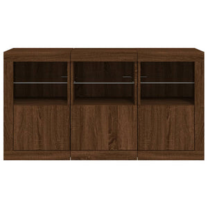 Credenza con Luci LED Rovere Marrone 123x37x67 cm 3209064