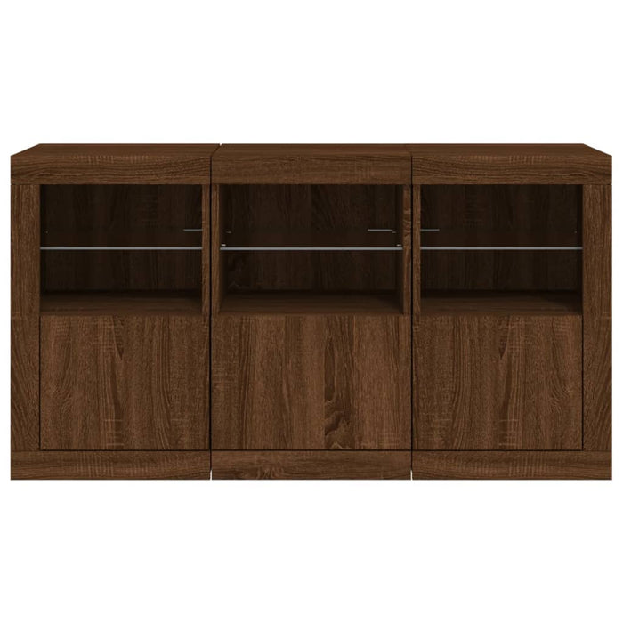 Credenza con Luci LED Rovere Marrone 123x37x67 cm 3209064