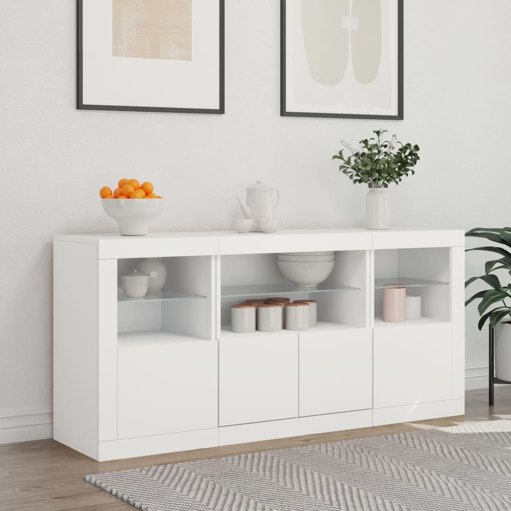 Credenza con Luci LED Bianca 142,5x37x67 cm 3209065