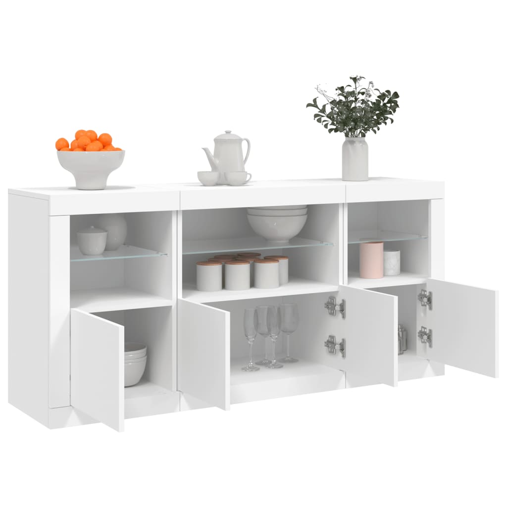 Credenza con Luci LED Bianca 142,5x37x67 cm 3209065