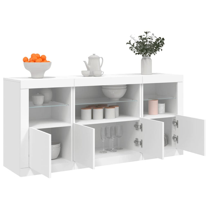 Credenza con Luci LED Bianca 142,5x37x67 cm 3209065