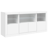 Credenza cassettiera cassettiera mobile contenitore organizer cucina soggiorno soggiorno con luci a LED 142,5 x 37 x 67 cm bianco 02_0029829